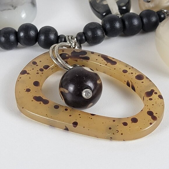 Chico's Tribal Statement Bib Necklace 22 In Black And Earth Tone Layered BOHO - Picture 5 of 12